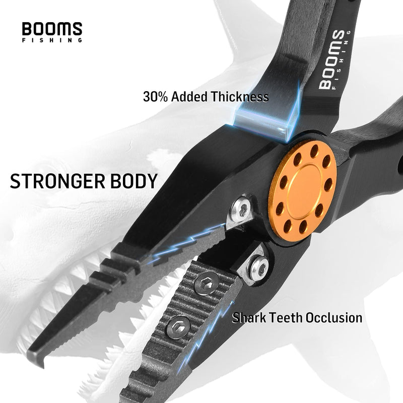 Booms Fishing Aluminium Fishing Pliers Saltwater, Hook Remover and Split Ring Pliers for Fishing, Braided Line Cutters Fish Pliers Kit with Lanyard X09_7 inch_Black - BeesActive Australia