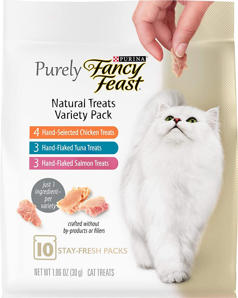 Aurora Pet Cat Treats Bundle Pack (4) Fancy Feast Purely Natural Variety Cat Treats with (1) Aurora Pet Catnip Toy (Assorted) - BeesActive Australia