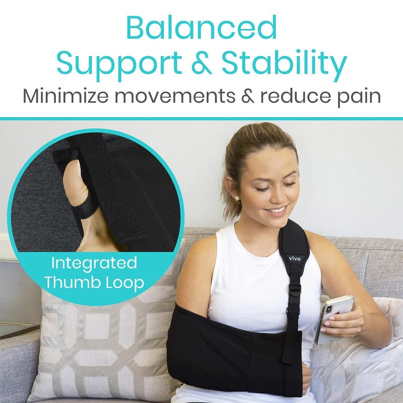 Vive Arm Sling - Medical Support Strap for Broken, Fractured Bones - Adjustable Shoulder, Rotator Cuff Full Soft Immobilizer - For Left, Right Arm, Men, Women, Subluxation, Dislocation, Sprain, Strain - BeesActive Australia