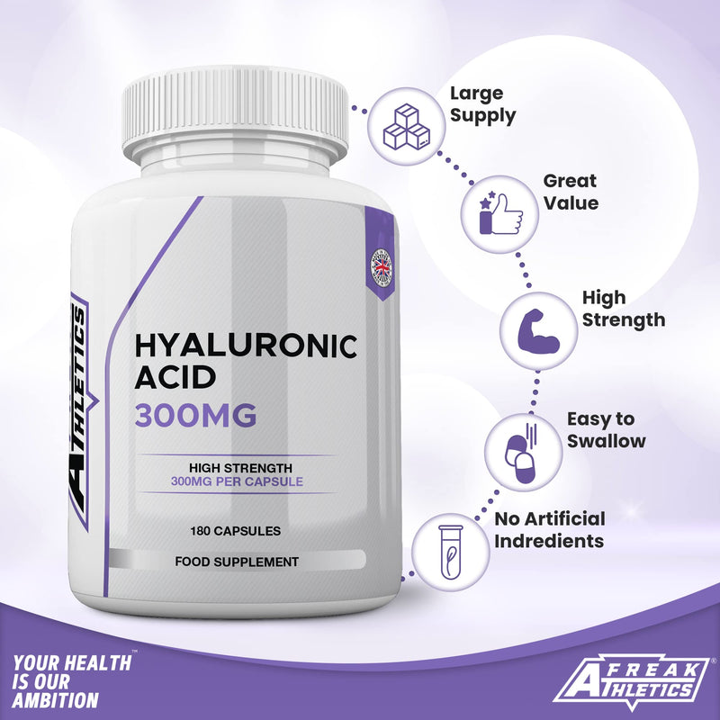 Hyaluronic Acid Capsules 300mg - 180 Capsules 6 Months Supply - Triple Strength Hyaluronic Acid Supplement - Hyaluronic Acid Tablets - BeesActive Australia