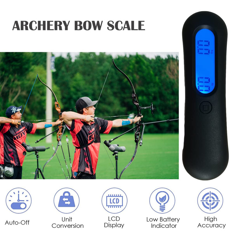 NATUMER Archery Bow Scale 110 lbs/ 50kg Hanging Handheld Scale Multifunctional Digital Tune Scale Peak Weight/Hold Weight with Clear LCD Display for Recurve/Compound Bow (Black) - BeesActive Australia