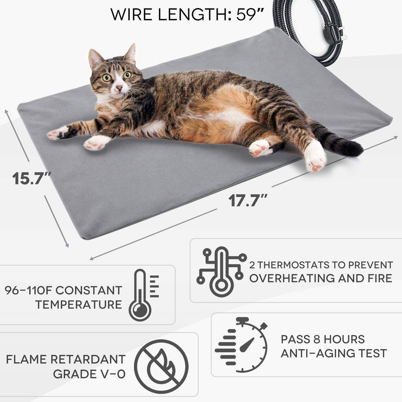Pet Heating Pad for Cat Dog,Soft Electric Blanket Auto Temperature Control Waterproof Indoor,House Heater Animal Bed Warmer Heated Floor Mat,Whelping Supply for Pregnant New Born Pet M:17.7''x15.8'' Gray - BeesActive Australia