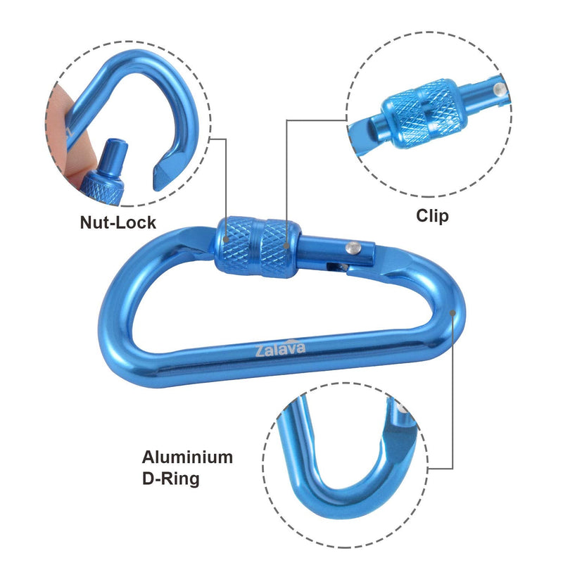 Zalava 6pcs 2”D-Clip Durable Locking Carabiner Keychain Clip,Keychain Clip Hook - BeesActive Australia