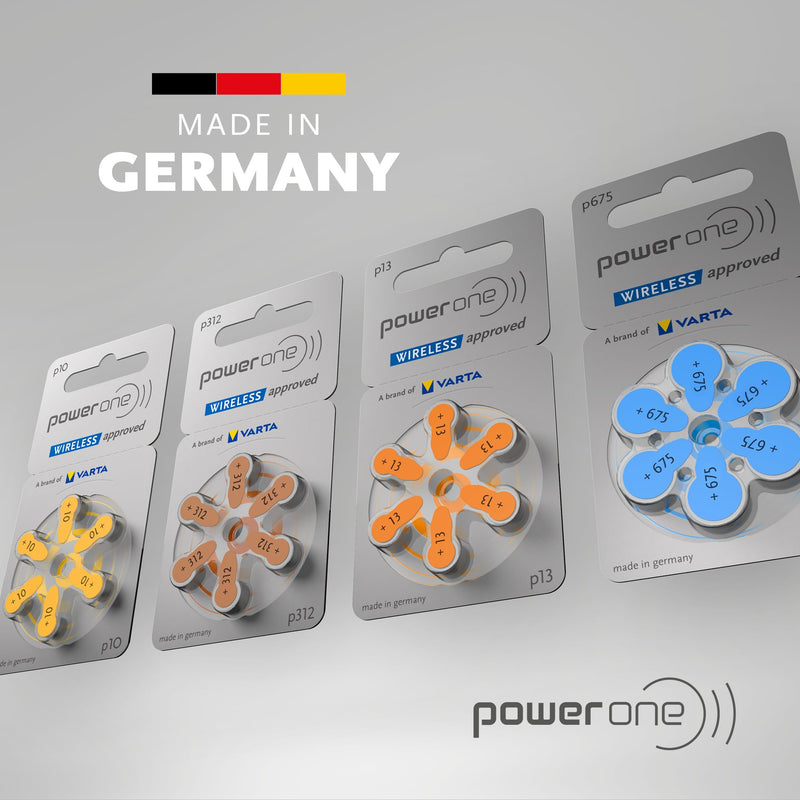 Powerone size 675 Hearing Aid Battery No Mercury made in Germany Genuine Pack 60 1 Count (Pack of 1) - BeesActive Australia