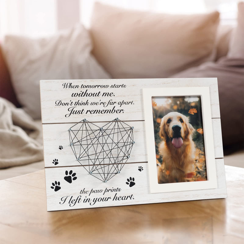 Pet Memorial Gifts, Pet Loss Memorial Frame Leave Paw Prints on Our Hearts, Paw Prints Sympathy Frame Gift for Loss of Dog and Cat White Paw Prints Photo Frame - BeesActive Australia