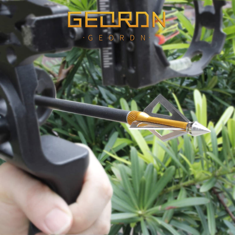 Geordn Hunting Broadheads 6/12PK 3 Fixed-Blades Archery Broadheads 100/125 Grains Screw-in Arrow Heads Arrow Tips Compatible with Traditional Bows and Compound Bow 100 Grains -6PK Gold - BeesActive Australia