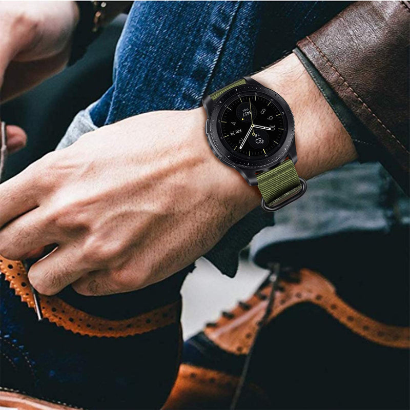 Fintie Band Compatible with Samsung Galaxy Watch 4 40mm/44mm and Classic 42mm/46mm / Gear Sport/ Gear S2 Classic , 20mm Quick Release Soft Nylon Replacement Strap Band Olive - BeesActive Australia