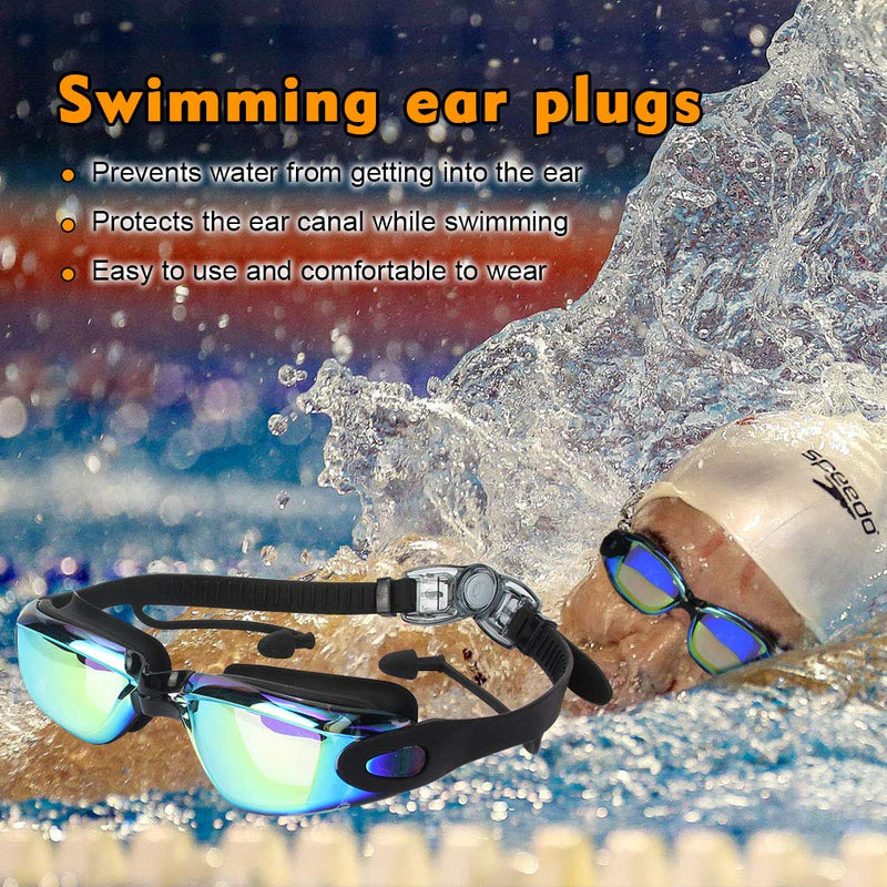 [AUSTRALIA] - HOOFUN Swimming Goggles,Swim Goggles 3D Ergonomic Fit Premium Silicone with Ear Plug No Leaking with UV Protection Anti-Fog Swimming Glasses Adjustable Strap for Adults Men Women Teen Black 