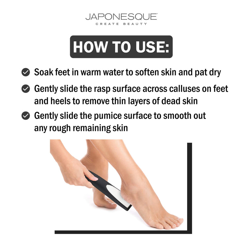 JAPONESQUE Velvet Touch Foot Smoother, Callus Remover and Skin Buffer for Feet with Metal Rasp and Pumice - BeesActive Australia