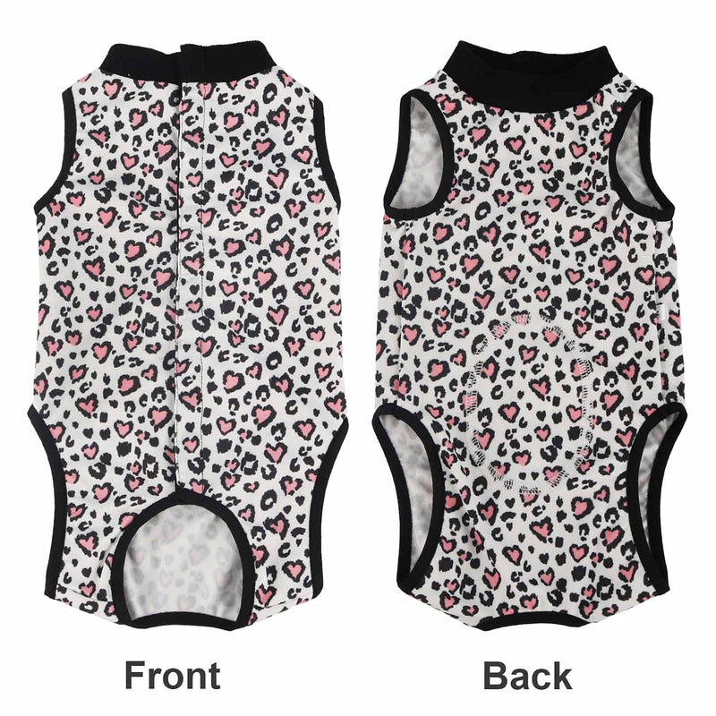 Due Felice Cat Recovery Suit Small Dog Surgical Onesie After Surgery Wear Pet Cone E-Collar Alternative M(Back Length:11.4"/29cm; Chest:14.7"/37cm） Pink Leopard - BeesActive Australia