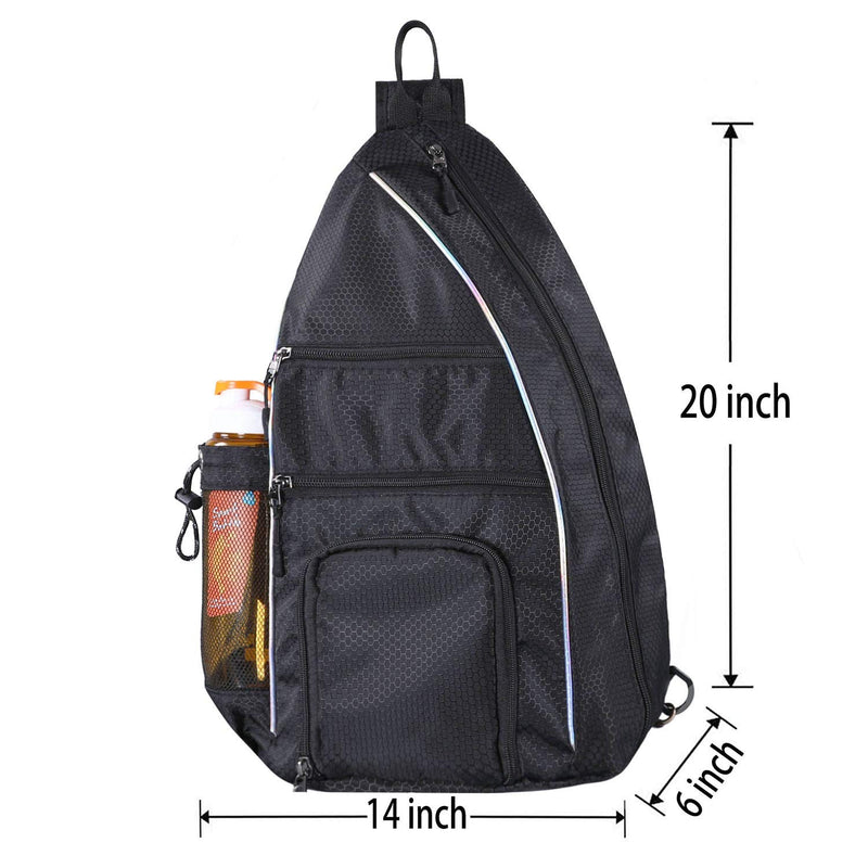 [AUSTRALIA] - LLYWCM Pickleball Bag | Sling Bags - Reversible Crossbody Sling Backpack for Pickleball Paddle, Tennis, Pickleball Racket and Travel for Women Men Black 