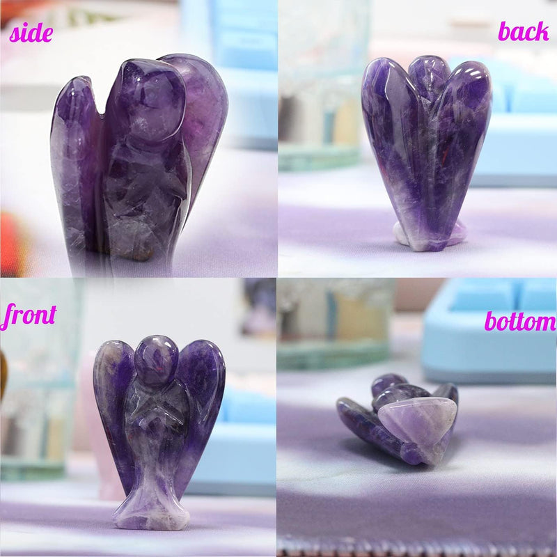 XIANNVXI 2" Crystal Angel Amethyst Healing Crystals Guardian Angel Natural Hand-carved Gemstones Stones Reiki Protection Crystal Gifts I - 2" Amethyst - BeesActive Australia
