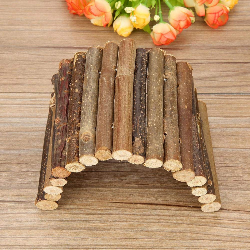 Pet Ladder Bridge Bend Wooden Hamster Wood Ladder Living Fence Suspension Bridge Exercise Chew Toy for Reptile Mice Rodents Small Animals(Small) - BeesActive Australia