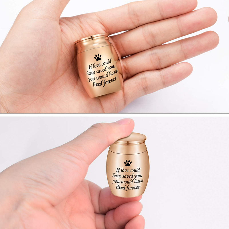 Dletay Small Urn for Pet Ashes 1.57 inch Mini Pet Urn Stainless Steel Ashes Keepsake Urns for Dogs Cats-If Love Could Have Saved You, You Would Have Lived Forever Rose Gold - BeesActive Australia