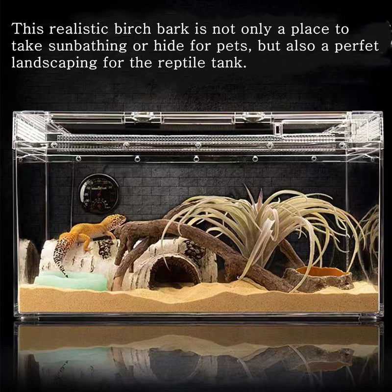Reptile Hides and Caves Birch Tree Bark Trunk Habitats Decor Aquarium Decoration Wood for Lizard Geckos Snake Spiders Frogs Turtle Small - BeesActive Australia