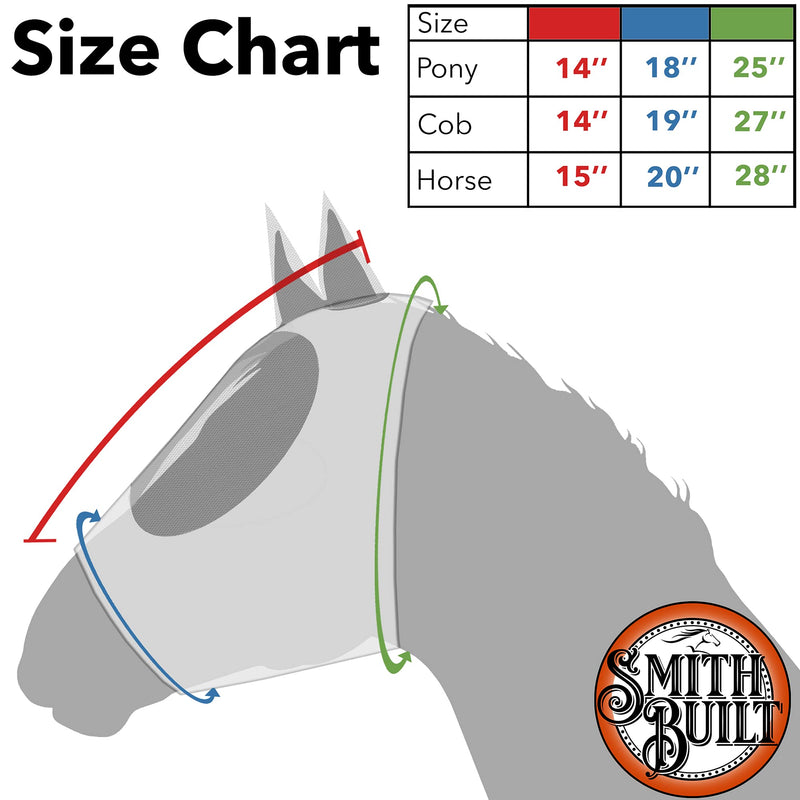 SmithBuilt Horse Fly Mask - Mesh Eyes and Ears, Breathable Fabric, UV Protection Pony Gray - BeesActive Australia