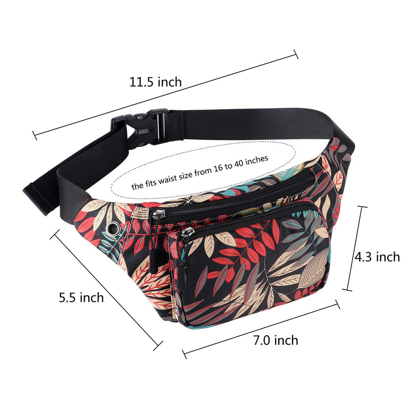 Kamo Fanny Pack, Waist Bag Sling Backpack Water Resistant Durable Polyester Small Outdoor Lightweight Crossbody Daypack for Women Men Lady Girl Teens Maple leaf - BeesActive Australia