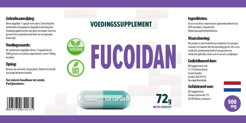 Fucoidan from Bladderwrack (Fucus vesiculosus) 500mg 120 Vegan Capsules, High Strength Supplement, Gluten and GMO Free - BeesActive Australia