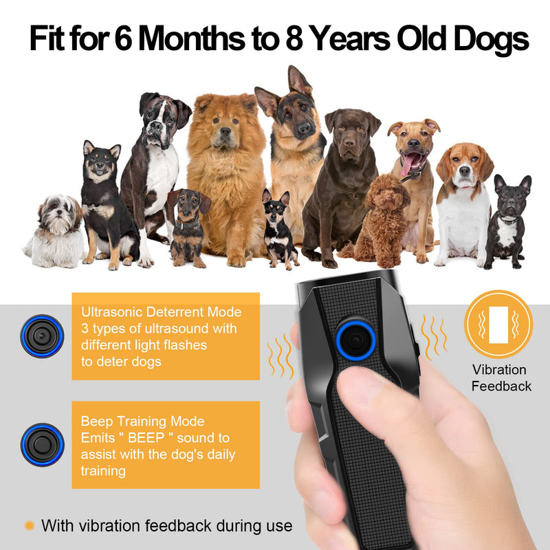 TOKEGO Dog Barking Control Devices, Dual Sensor Ultrasonic Dog Barking Deterrent 3 Frequency Dog Trainer Anti Barking Device with LED Flashlight, 16.4 ft Range Safe for Human and Dog, Rechargeable - BeesActive Australia