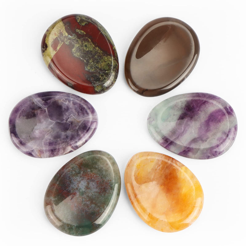 Hxswkk 1.7inches Citrine Thumb Worry Palm Stones for Anxiety Egg Shape Hand Carved Therapy Chakra Pocket Gemstone Home Decor Gifts - BeesActive Australia