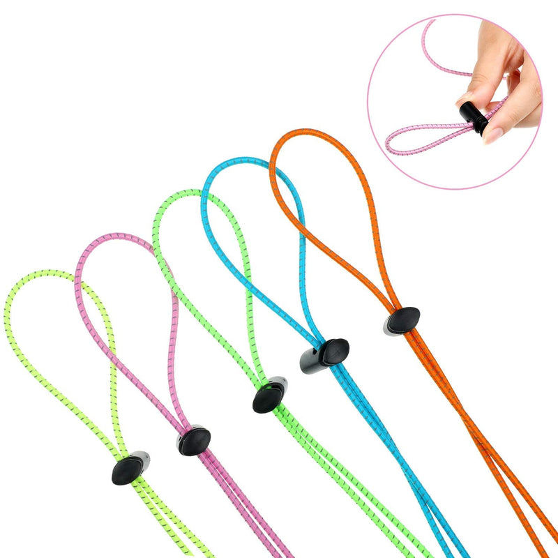 10 Sets Bungee Cord Strap Kit for Swim Goggles, Adjustable Replacement Swimming Goggle Strap with Cord Lock Clamp for Swimming Supplies (Green, Blue, Pink, Yellow, Orange) - BeesActive Australia