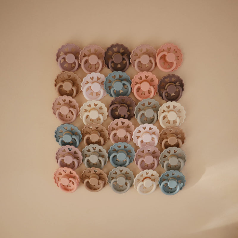 FRIGG Andersen Fairytale Natural Rubber Baby Pacifier | Made in Denmark | BPA-Free (Twilight Mauve/Primrose, 6-18 Months) - BeesActive Australia