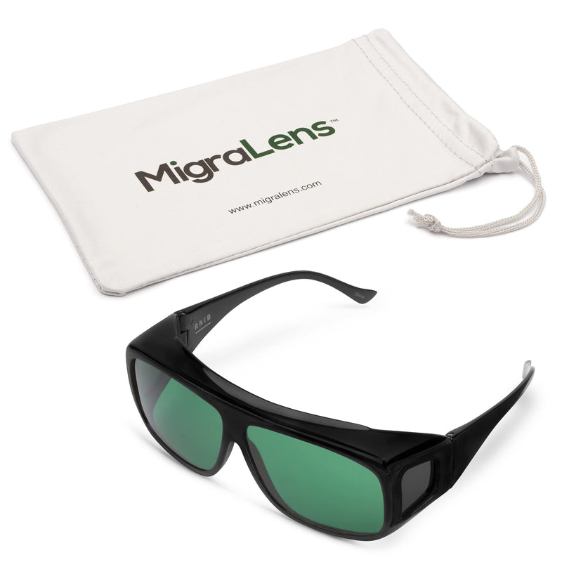 MigraLens OverView Fit-Over Glasses for Migraine Relief| Large Size | Outdoors and Computer Screens | Unisex | Green Lenses - BeesActive Australia