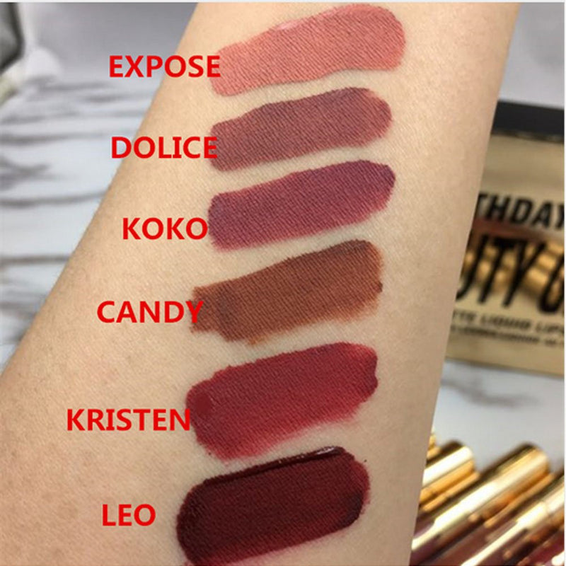 Shouhengda Liquid Lipstick Lipgloss set Matte Lipgloss Long-lasting Lip Gloss Waterproof Nude Lip Tint Lipsticks Lipstick Kit 6Pcs/set (A Style) A Style - BeesActive Australia