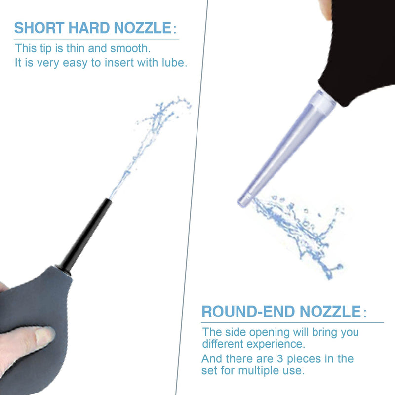 TopQuaFocus Enema Bulb Enema Kit for Constipation Douche 8Oz 4¡° Tips with 4 Replaceable Nozzles (Black) 224ml-Black - BeesActive Australia