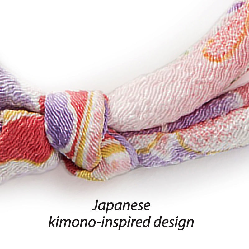 Necoichi Chirimen Cat Collar with Clover Bell, Handcrafted in Japan, 1 Size fits All Pastel Pink - BeesActive Australia