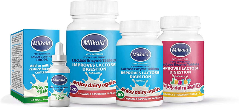 2 Pack - Milkaid Lactase Enzyme Drops for Lactose Intolerance Relief | Fast Acting Dairy Digestive Supplement | Gluten Free & Vegetarian |15ml - BeesActive Australia