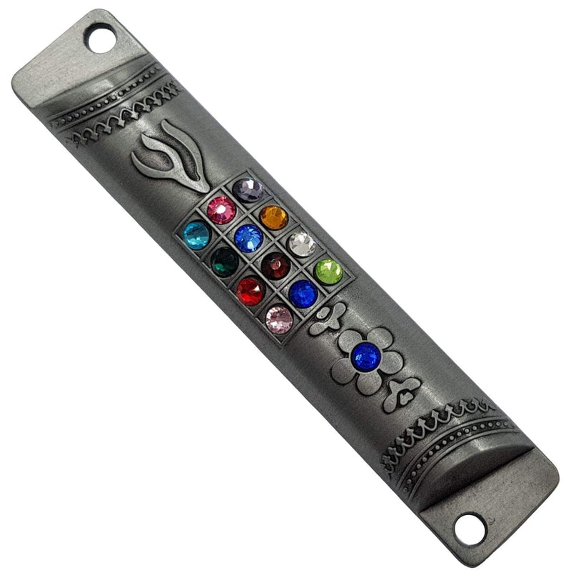 TALISMAN4U Pewter MEZUZAH CASE with Scroll 12 Tribes of Israel Hoshen Judaica Door Mezuza 4 Inch - BeesActive Australia