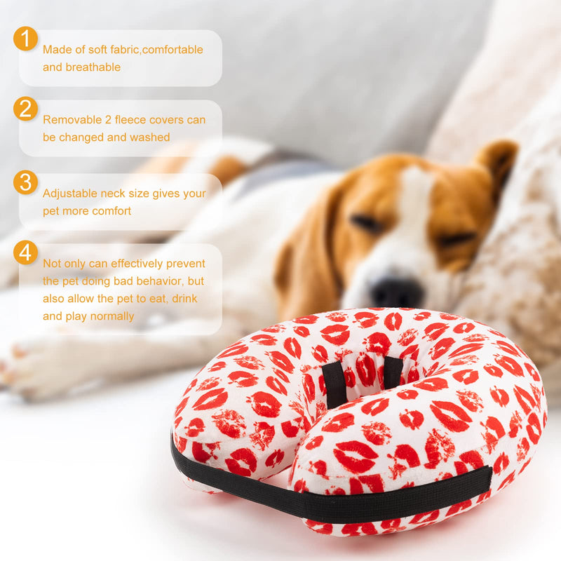 CuteBone Protective Inflatable Collar with 2-Pack Soft Pet Recovery Cone Covers for Small/Medium/Large Dogs and Cats After Surgery Kisses+Blue Large - BeesActive Australia