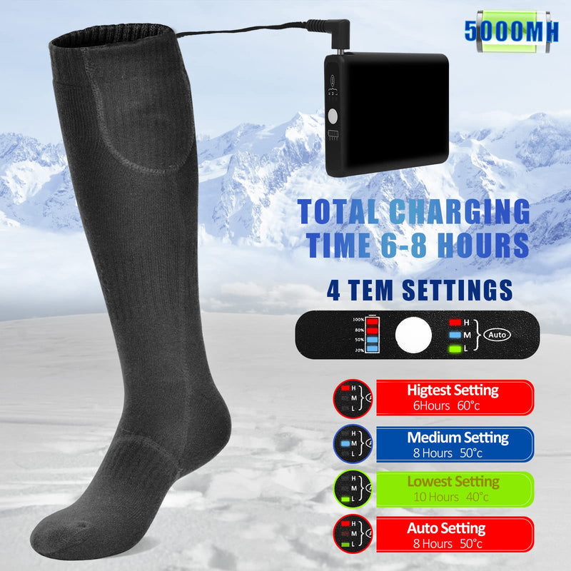 Upgraded Rechargeable Electric Heated Socks, 5V 5000mAh Battery Powered Cold Weather Electric socks for Men Women, Indoor Outdoor Riding Camping Hiking Fishing Motorcycle Skiing Warm Heating Socks - BeesActive Australia