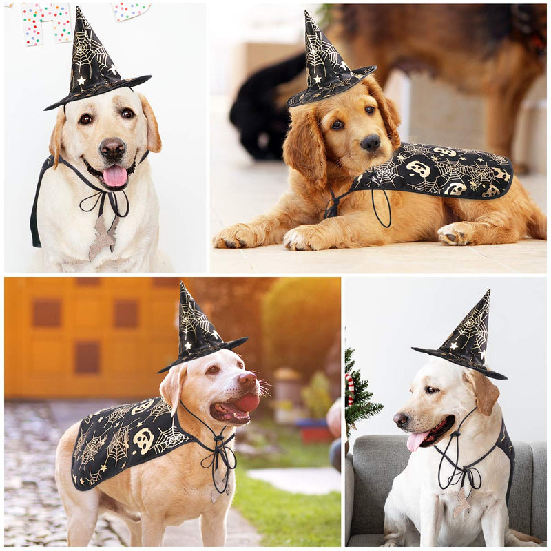 POPETPOP Pet Halloween Costumes Cape with Wizard Hat Dog Cat Halloween Apparels L - BeesActive Australia