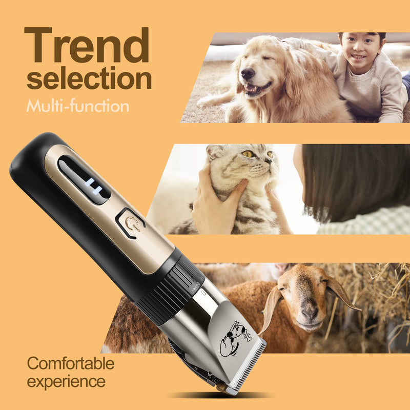 Dog Clippers, Cordless Low Noise Rechargeable Electric Dog Grooming Clipper Kit, Adjustable Clipper Comb & Detachable Blades Dog Trimmer, Suitable for Dogs, Cats, Pets - BeesActive Australia
