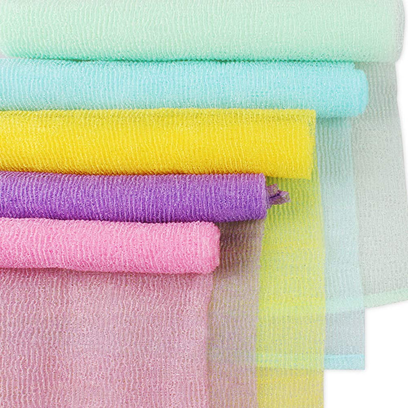 5 PCS Multicolour Nylon Japanese Exfoliating Shower Scrub Bath Wash Cloth Towel Body Shower Cleaning Sponges - BeesActive Australia