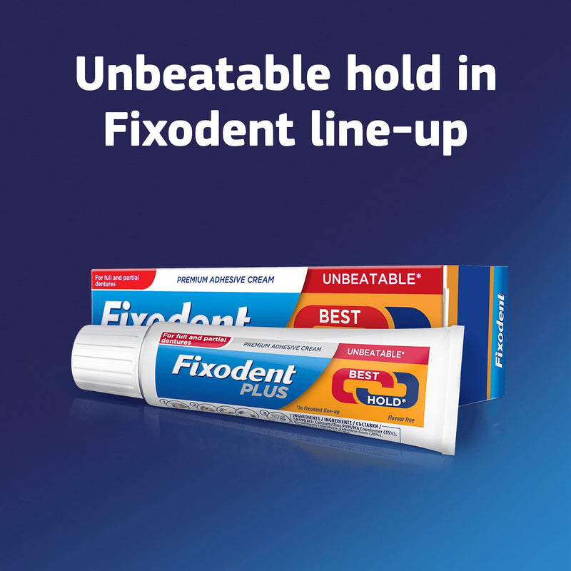 Fixodent Plus Denture Adhesive Cream, 40g, Dual Power Premium, Up To 88% Of The Hold At The End Of The Day, Mint - BeesActive Australia