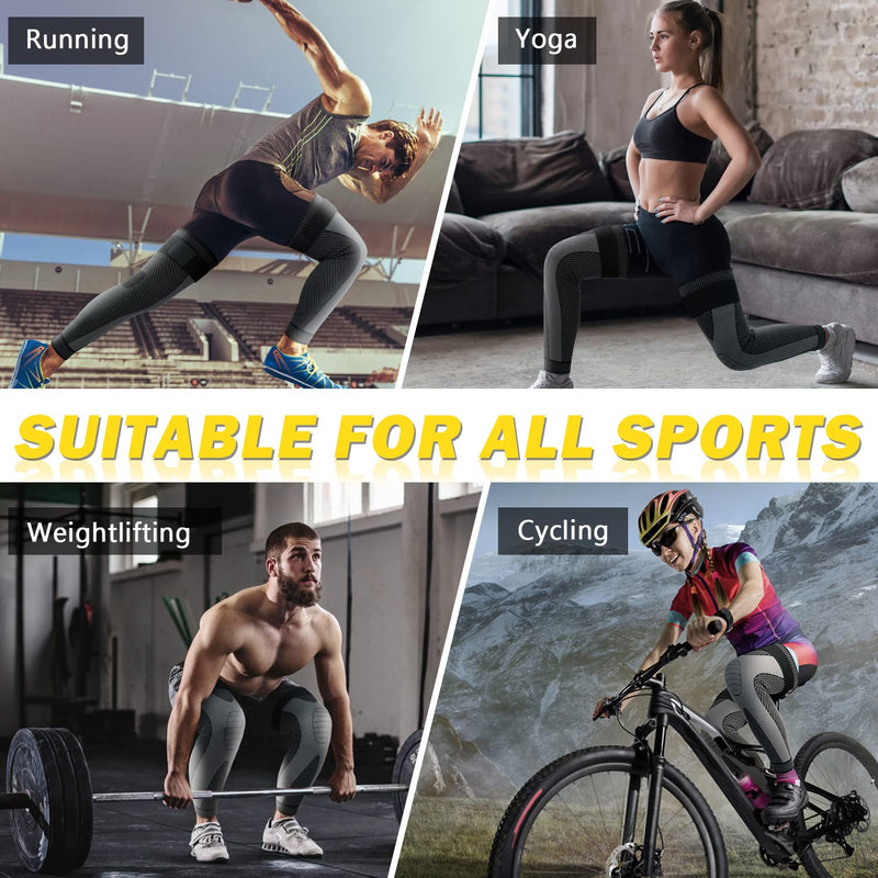 beister Compression Full Leg Sleeves, Knee Sleeves with Elastic Straps for Men & Women, Leg Support, Long Knee Braces for Knee Pain, Arthritis, Joint Pain, Leg Pain, Varicose Veins, Edema (Pair) Black XX-Large - BeesActive Australia