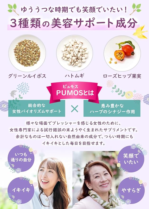 PUMOS Japanese Chinese Western Herb Premenstrual Supplement, Swaying Period, Women's, Support, Chest Tree, Approx. 210 Capsules, Active Free - BeesActive Australia