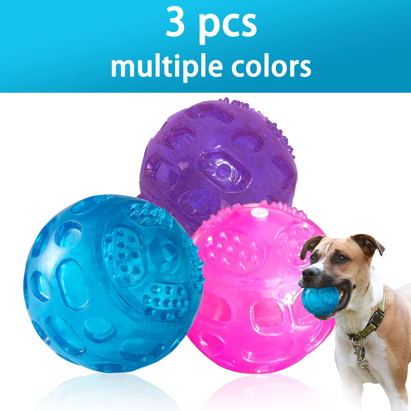 3.2 Inch Durable Pet Dog Balls Toys Rubber Squeak Dog Ball Indestructible Dog Toy Balls… Blue+Red+Purple - BeesActive Australia
