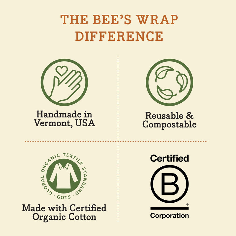 Bee's Wrap - XXL Roll 14" x 52"- Made in the USA with Certified Organic Cotton - Plastic and Silicone Free - Reusable Eco-Friendly Beeswax Food Wrap - Honeycomb Print - BeesActive Australia