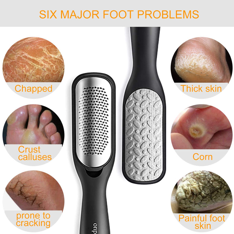 Foot File Callus Remover,Colossal Foot Rasp and Professional Foot Scrubber Pedicure Kit to Remove Hard Skin for Wet and Dry Feet,Surgical Grade Stainless Steel File (black and silvery) black and silvery - BeesActive Australia