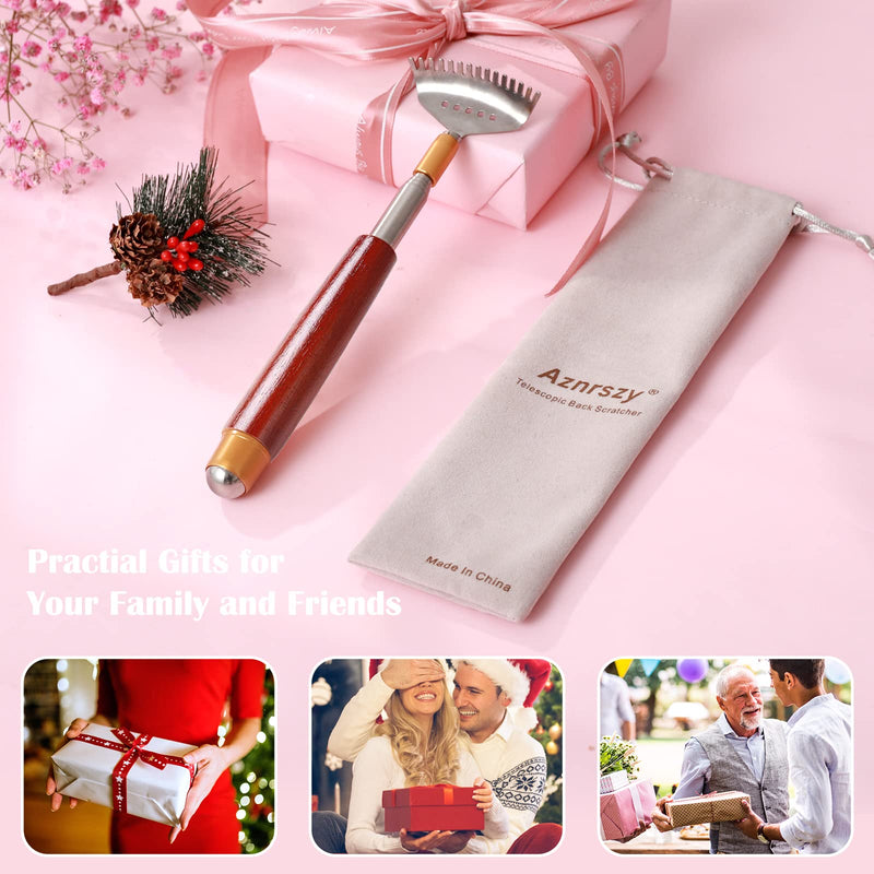 Aznrszy Back Scratcher, Best Back Scratcher for Women Men Adults Extendable with Massage Bead, Solid Wood Handle and Upgraded Widen 304 Stainless Steel Claw, Handheld Massager for Face Neck Foot 1pc - BeesActive Australia