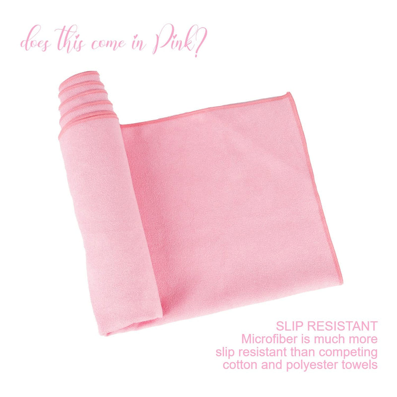 DoesThisComeInPink - Pink Superfine Microfiber Yoga Mat Towel Gym with Corner Pockets - BeesActive Australia