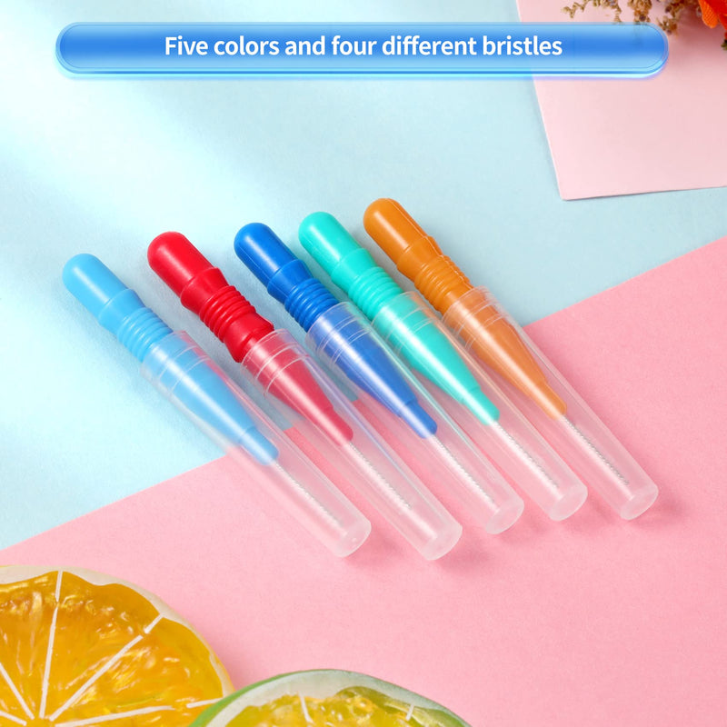 Annhua 100 Pieces Interdental Brushes, Tooth Cleaning Tool with Storage Box (Orange, Dark Blue, Red, Green, Light Blue) 100pcs - BeesActive Australia