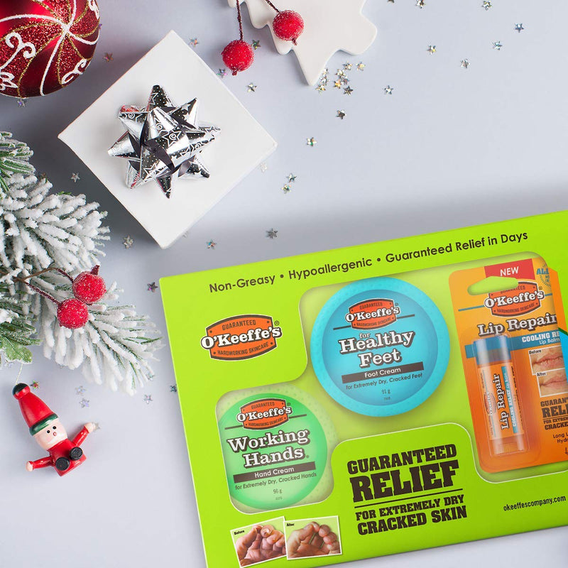 O’Keeffe’s Skincare Giftpack - Working Hands 96g, Healthy Feet 91g and Lip Repair 4.2g - BeesActive Australia