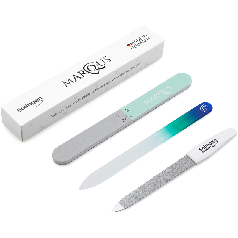 Nail Files and Buffers Professional Set - 1 glass nail file, 1 diamond nail file, 3-way buffer multicolor - BeesActive Australia