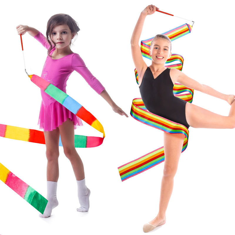 6 Pcs Twirling Batons Center Balanced Batons for Twirling 22 Inch Steel Kid Baton with Colorful Dance Ribbons Rhythmic Gymnastics Ribbon for Kids Girls Marching Band, Gymnastics, Dance Performance - BeesActive Australia