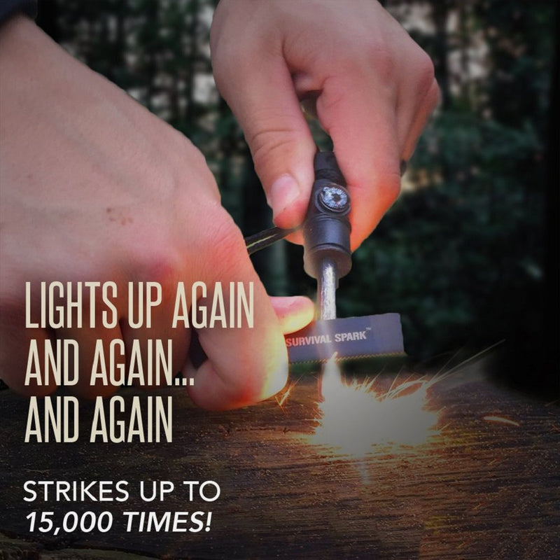 SURVIVAL SPARK Magnesium Survival Fire Starter with Compass and Whistle - BeesActive Australia